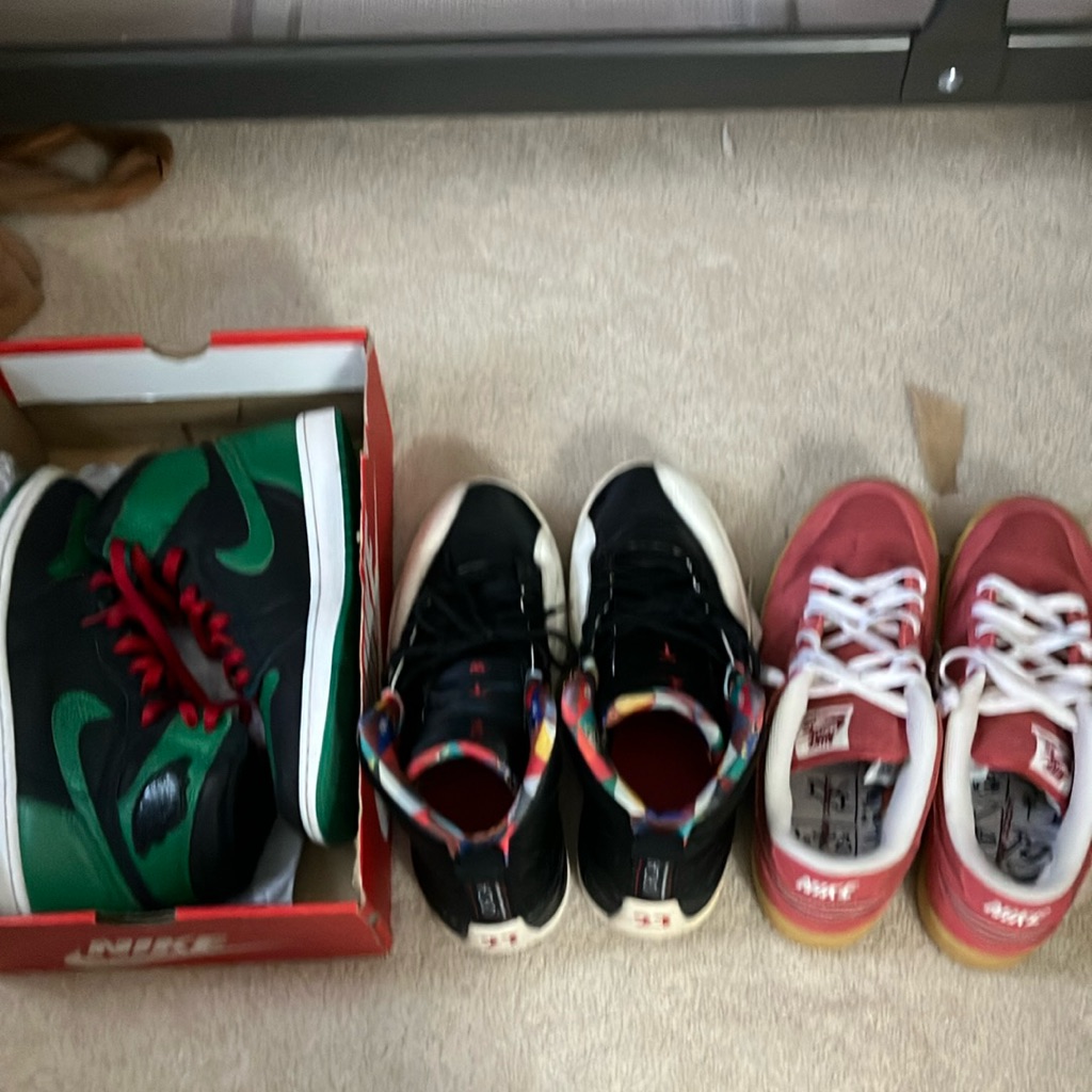 Jordan 1 Pine Green, Jordan 12 Chinese. New Year, Nike Sb Adobe